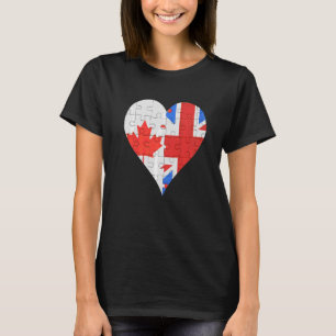 Camiseta Corazón de la bandera británica canadiense