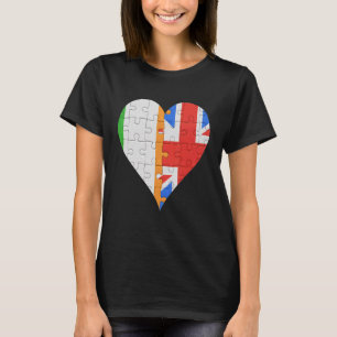 Camiseta Corazón de la bandera británica irlandesa