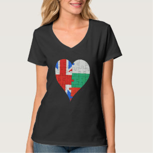 Camiseta Corazón de la bandera búlgara británica