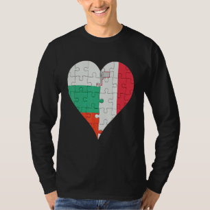 Camiseta Corazón de la bandera búlgara maltesa