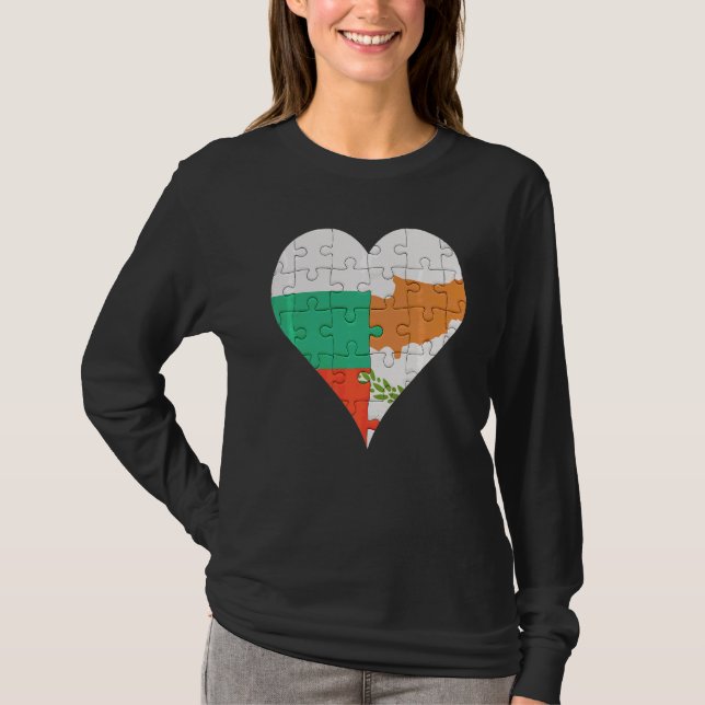 Camiseta Corazón de la bandera chipriota búlgara (Anverso)