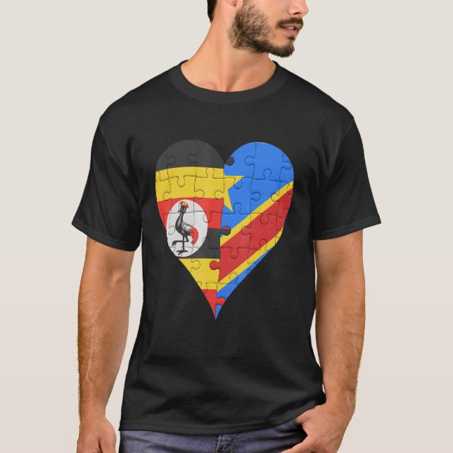 Camiseta Corazón de la bandera congolesa de Uganda (Anverso)