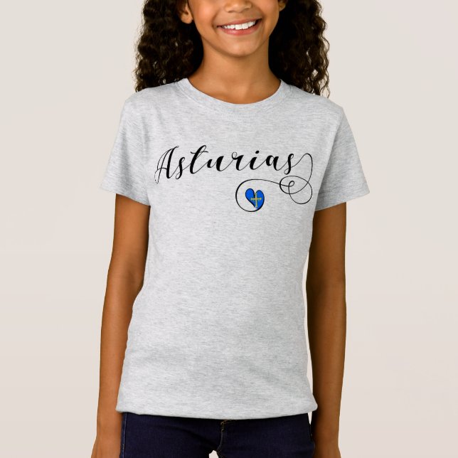 Camiseta Corazón de la Bandera de Asturias, Asturias, Españ (Anverso)