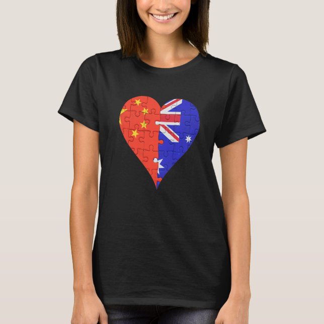 Camiseta Corazón de la bandera de Australia china (Anverso)