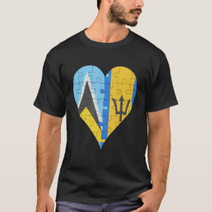 Camiseta Corazón de la bandera de Barbados de Santa Lucía