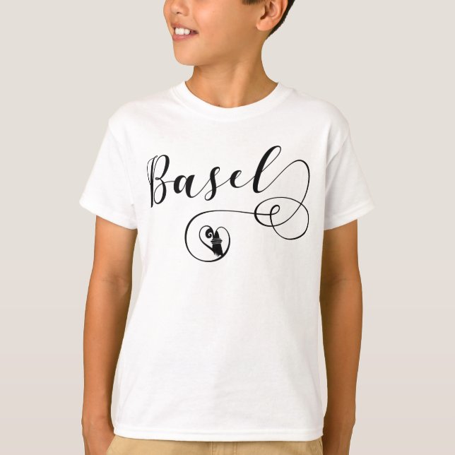 Camiseta Corazón de la Bandera de Basilea, Suiza (Anverso)