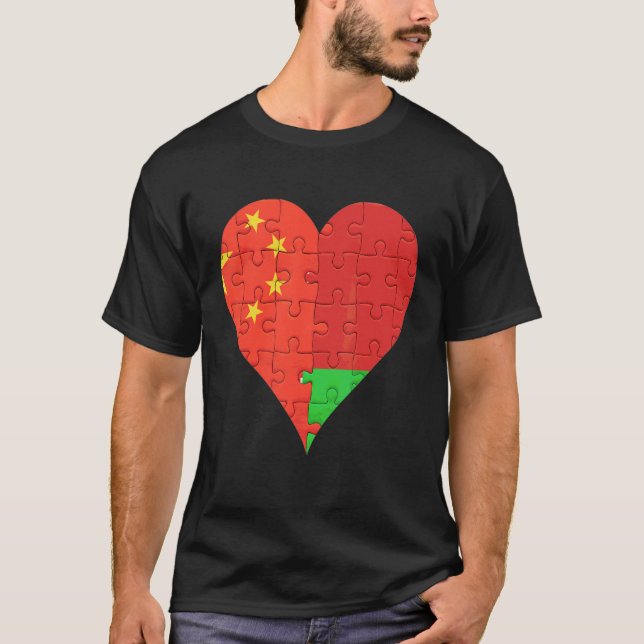 Camiseta Corazón de la bandera de Bielorrusia china (Anverso)