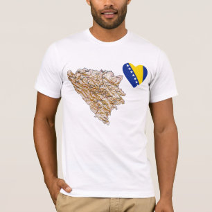Camiseta Corazón de la bandera de Bosnia y Hercegovina y