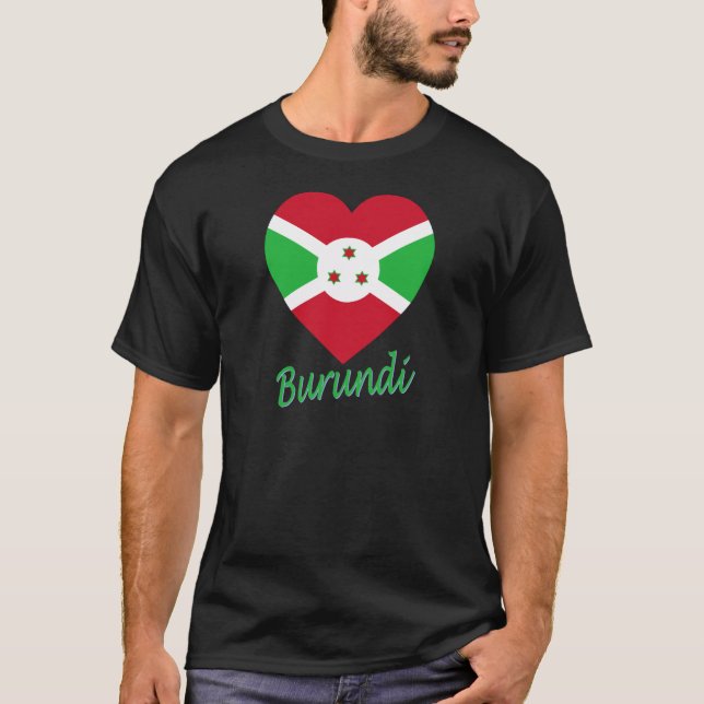 Camiseta Corazón de la bandera de Burundi (Anverso)