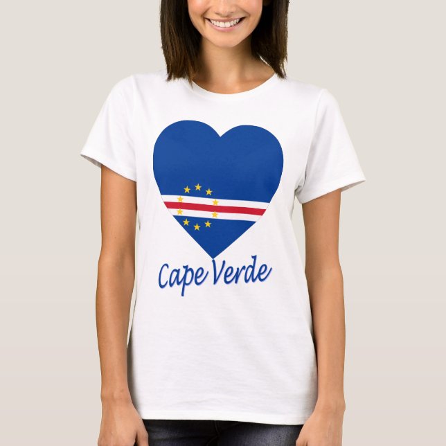 Camiseta Corazón de la bandera de Cabo Verde (Anverso)