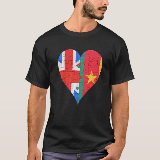 Camiseta Corazón de la bandera de Camerún británico (Anverso)