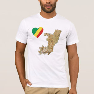 Camiseta Corazón de la bandera de Congo-Brazzaville y