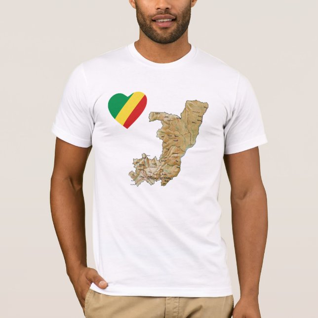 Camiseta Corazón de la bandera de Congo-Brazzaville y (Anverso)