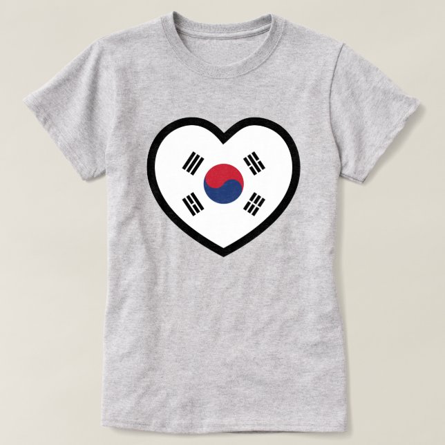 Camiseta Corazón de la bandera de Corea del Sur (Diseño del anverso)