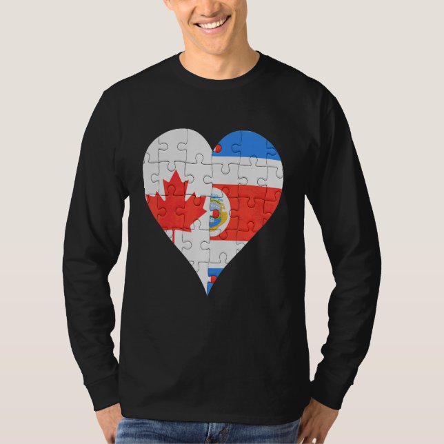 Camiseta Corazón de la bandera de Costa Rica de Canadá (Anverso)