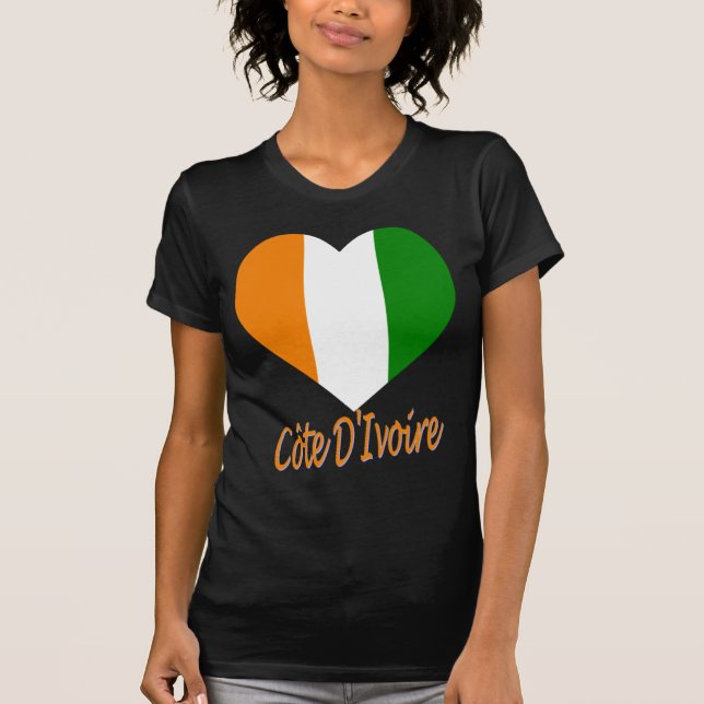 Camiseta Corazón de la bandera de Cote D'Ivoire (Anverso)