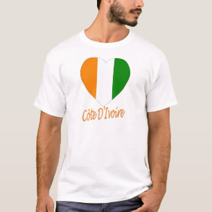 Camiseta Corazón de la bandera de Cote D'Ivoire