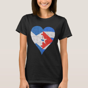 Camiseta Corazón de la bandera de Cuba de Escocia