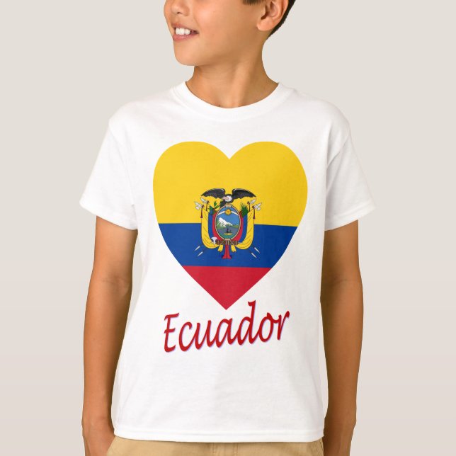 Camiseta Corazón de la bandera de Ecuador (Anverso)