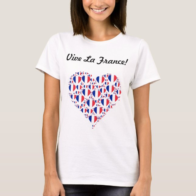 Camiseta Corazón de la bandera de Francia del amor de (Anverso)