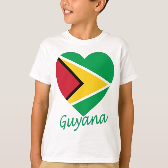 Camiseta Corazón de la bandera de Guyana (Anverso)