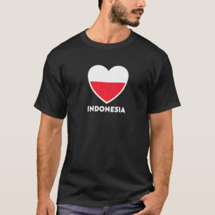 Camiseta Corazón de la bandera de Indonesia