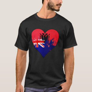 Camiseta Corazón de la bandera de la herencia mixta albanes