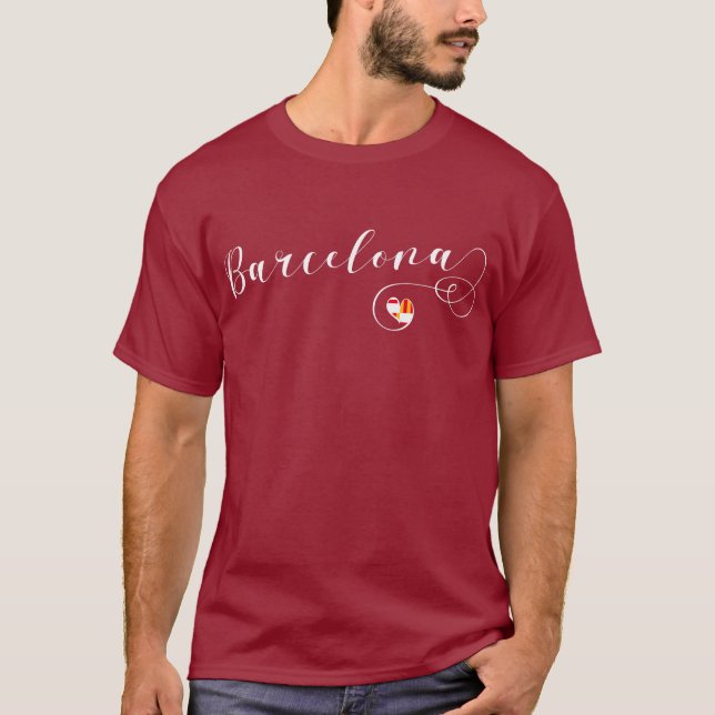 Camiseta Corazón de la bandera de letra del guión de Barcel (Anverso)