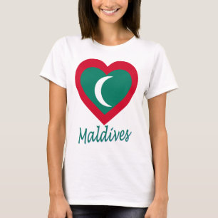 Camiseta Corazón de la Bandera de Maldivas
