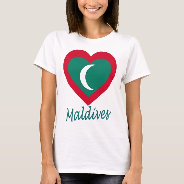 Camiseta Corazón de la Bandera de Maldivas (Anverso)