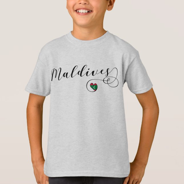 Camiseta Corazón de la Bandera de Maldivas, Maldivas (Anverso)