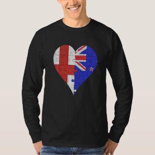 Camiseta Corazón de la bandera de Nueva Zelanda inglesa