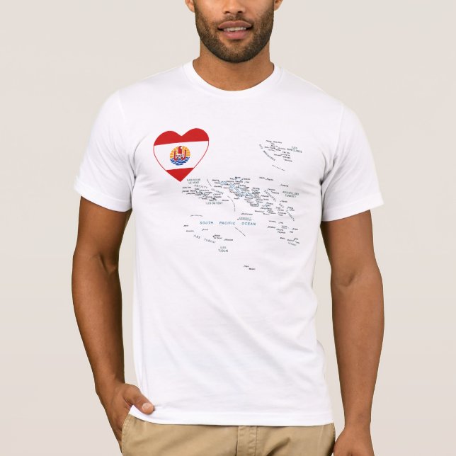 Camiseta Corazón de la bandera de Polinesia francesa y (Anverso)