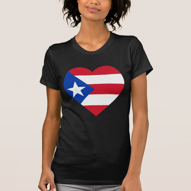 Camiseta Corazón de la bandera de Puerto Rico (Anverso)