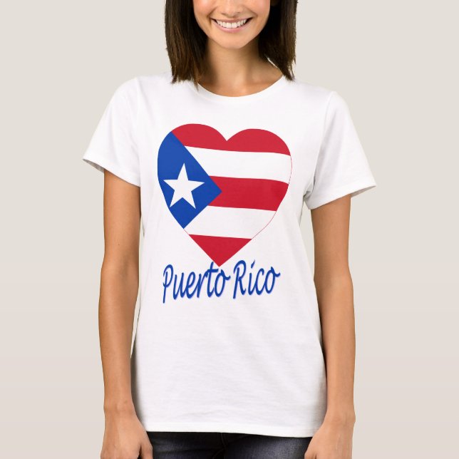 Camiseta Corazón de la bandera de Puerto Rico (Anverso)