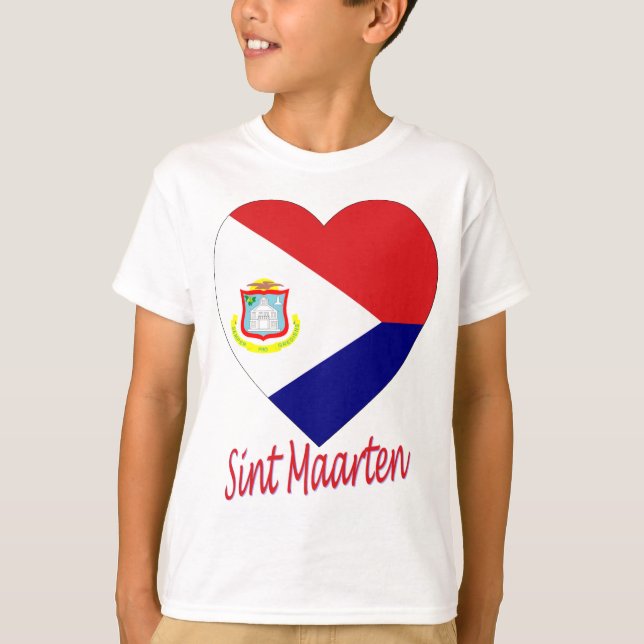 Camiseta Corazón de la bandera de Sint Maarten (Anverso)
