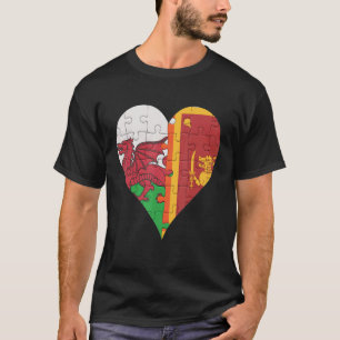 Camiseta Corazón de la bandera de Sri Lanka en galés