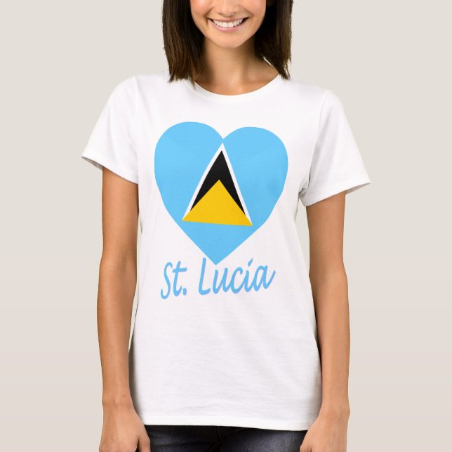 Camiseta Corazón de la bandera de St Lucia (Anverso)