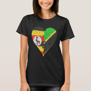 Camiseta Corazón de la bandera de Tanzania de Uganda
