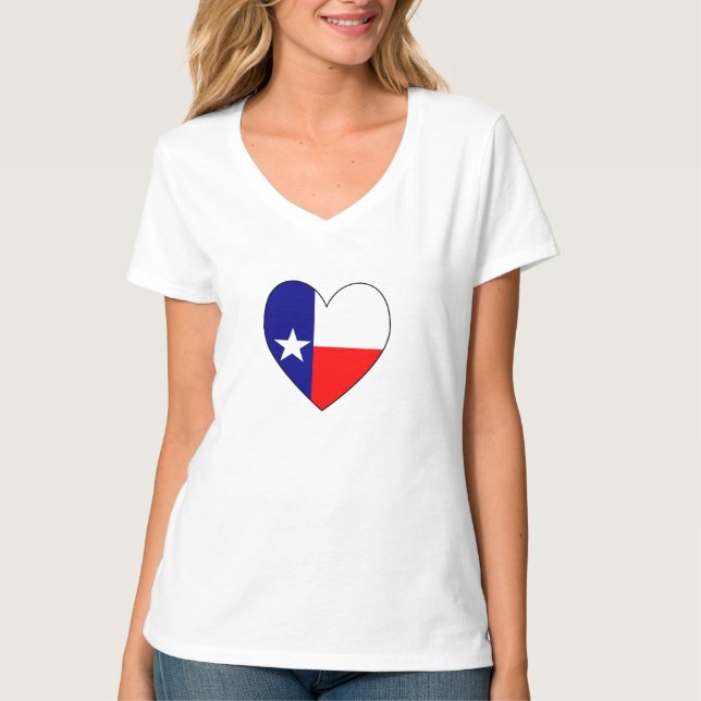 Camiseta Corazón de la Bandera de Texas (Anverso)