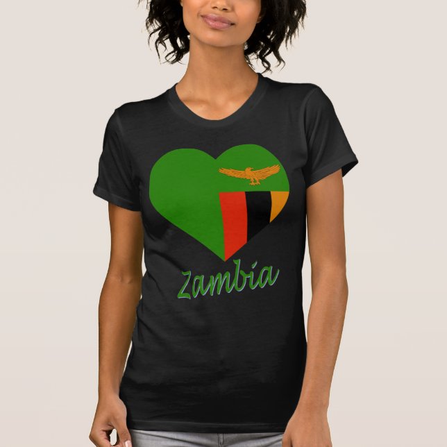 Camiseta Corazón de la bandera de Zambia (Anverso)