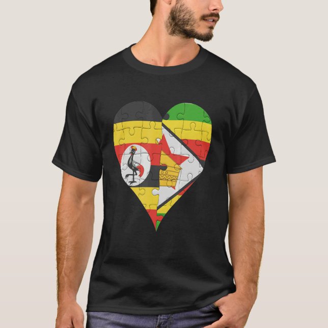 Camiseta Corazón de la bandera de Zimbabue de Uganda (Anverso)