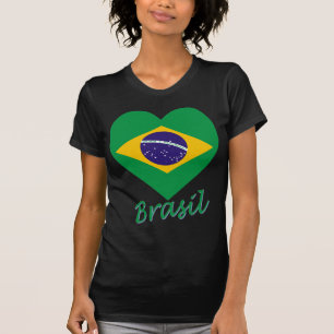 Camiseta Corazón de la bandera del Brasil