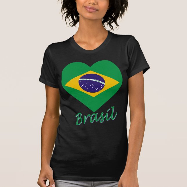 Camiseta Corazón de la bandera del Brasil (Anverso)
