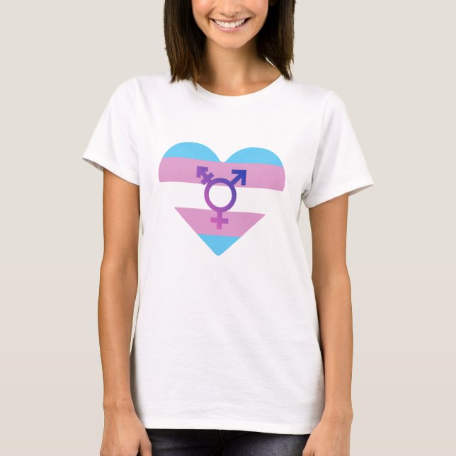 Camiseta Corazón de la Bandera del Orgullo Trans (Anverso)