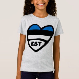 Camiseta Corazón de la bandera del país de Estonia, EST