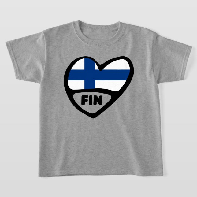 Camiseta Corazón de la bandera del país de Finlandia, FIN (Distribución)