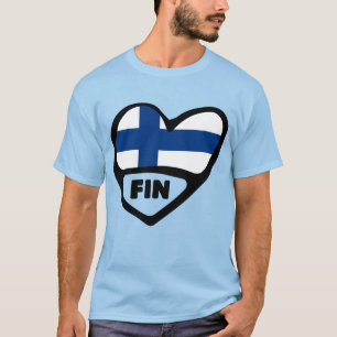 Camiseta Corazón de la bandera del país de Finlandia, FIN