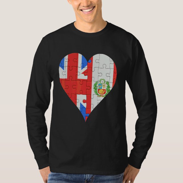 Camiseta Corazón de la bandera del Perú británico (Anverso)