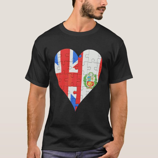 Camiseta Corazón de la bandera del Perú británico (Anverso)